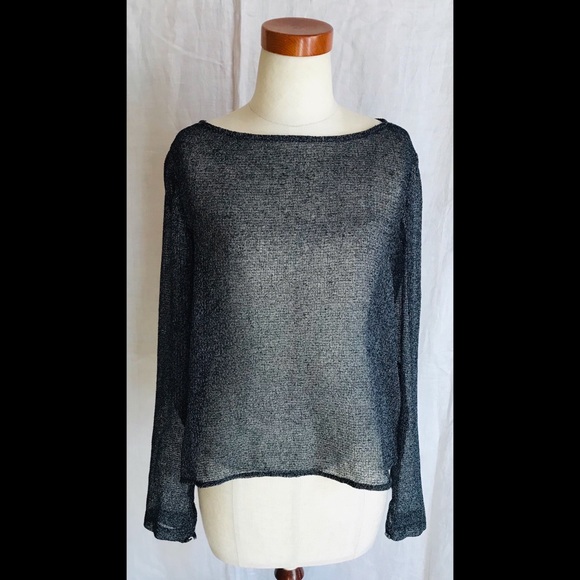 Linda Allard Ellen Tracy Sweaters - Sheer Linda Allard Ellen Tracy Knit Top Artsy 12